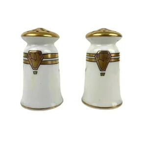 VTG W.A. Pickard China Hand Painted Porcelain Salt & Pepper Shakers Gold Trim